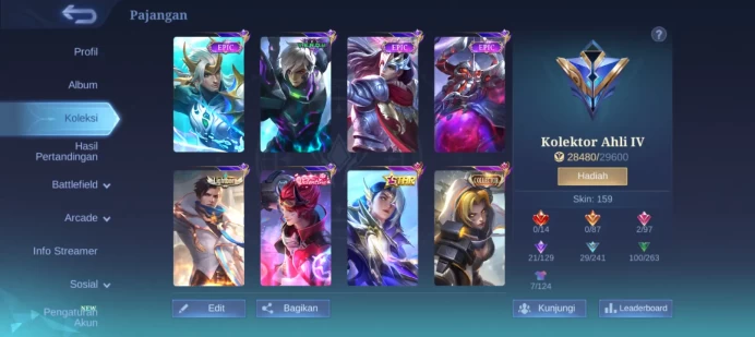 #ML.1019 Instant Delivery lvl 68 Hero 100 skin 159 android+ios+PC guaranteed+reliable+friendly price