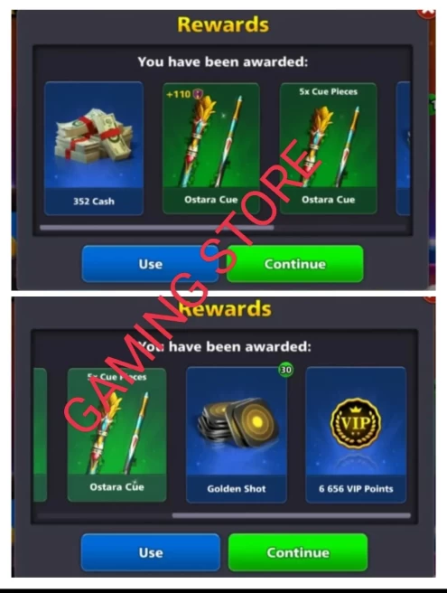 [GOLDEN SHOTS] 30 Golden Shots + 450 Cash + 9 Ostra Cue Pieces + Vip Points