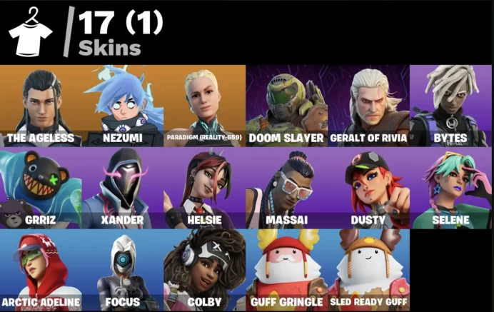 ALL PLATFORMS | 17 skins (1 paid) | The Ageless | Paradigm (Reality-659) | Nezumi | Geralt of Rivia | 200 VB