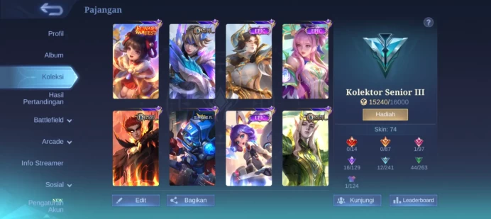 #ML.1034 Instant Delivery lvl 40 Hero 64 skin 74 android+ios+PC guaranteed+reliable+friendly price