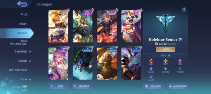 #ML.1035 Instant Delivery lvl 57 Hero 75 skin 96 android+ios+PC guaranteed+reliable+friendly price
