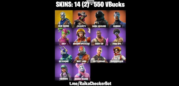 14 SKINS  PC/PSN/XBOX/NINTENDO  BLUE SQUIRE  TAKE THE L  DARK VOYAGER  CARBIDE  GIDDY-UP  FUNK OPS - FULL ACCES
