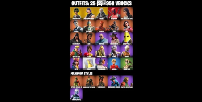 25 SKINS TRAILBLAZER FREESTYLIN HAVOC SUB COMMANDERMAYA MIDASAGENT PEELY SKYE SCORPION LUXE(MAX) KUNO LAGUNA TNTINA EMBER(MAX) ROX