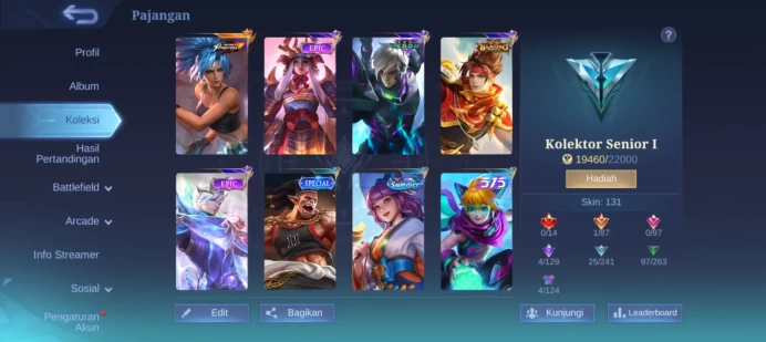 #ML.1038 Instant Delivery lvl 63 Hero 107 skin 131 android+ios+PC guaranteed+reliable+friendly price