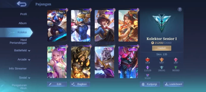 #ML.1040 Instant Delivery lvl 56 Hero 100 skin 130 android+ios+PC guaranteed+reliable+friendly price