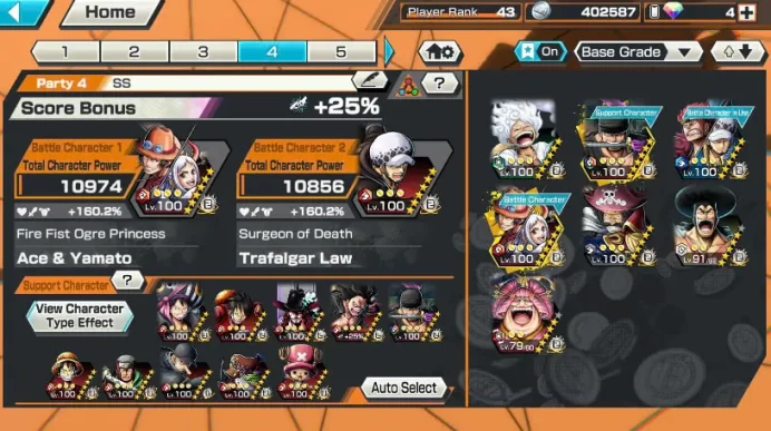 BR483-IOS+Android-6 Ex(Gear 5+Yamato Ace+Zoro+Kid Law+Roger v2+Big Mom)+Good Medal+Support 160%+Oden v2+Yasoop+Ben Beckman+Shiryu+Noland+Yonji
