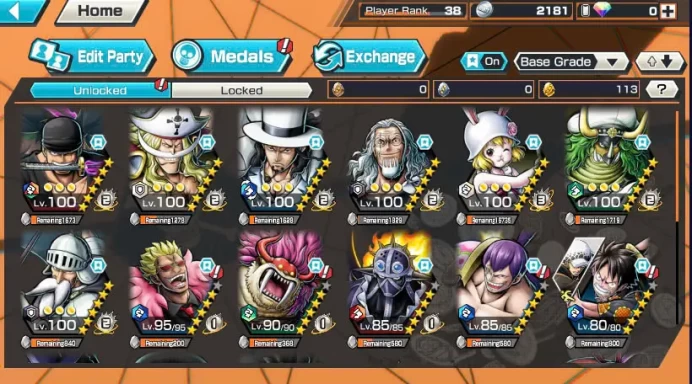 BR486-IOS+Android-3 Ex Max 11k Power(Lucci+White Beard+Zoro)+Good Medal(Color Medal)+Support 153%+Carrot Boost 3+Rayleigh Max+Uta v3+Sasaki Max