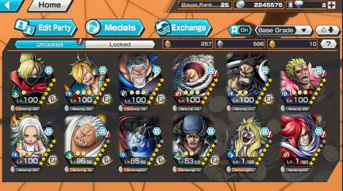 BR489-IOS+Android-4 Ex Meta(Garp Boost 30/52+Snake+Kuzan+Kaido)+Good Medal+Support 137%+Egghead Sanji Max+Donflamingo Max+Katakuri Max
