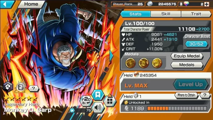 BR489-IOS+Android-4 Ex Meta(Garp Boost 30/52+Snake+Kuzan+Kaido)+Good Medal+Support 137%+Egghead Sanji Max+Donflamingo Max+Katakuri Max