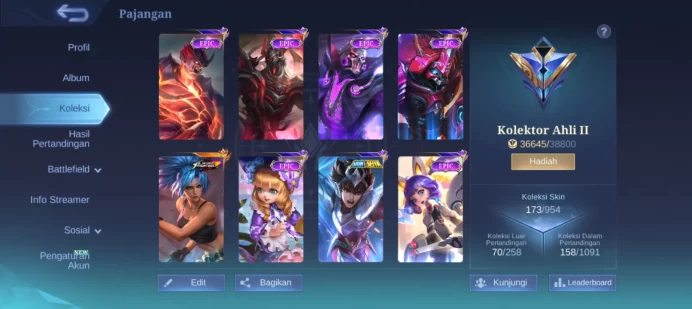 #ML.1045 Instant Delivery lvl 87 Hero 119 skin 164 android+ios+PC guaranteed+reliable+friendly price