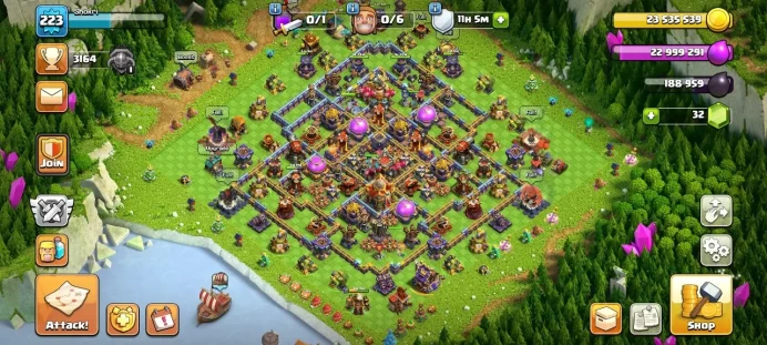 Th 16 / LeveL 223 / Gems 32 / Heroes (83 88 65 65 40) / CN 1000 / code 381