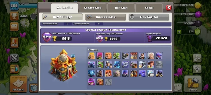 Th 16 / LeveL 266 / Gems 374 / Heroes (89 90 70 66 41) / CN 1500 / code 383