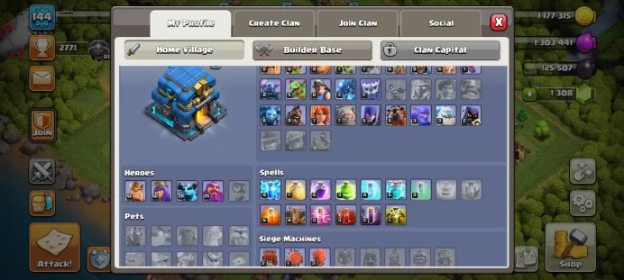 Th 12 / LeveL 144 / Gems 1308 / Heroes (52 52 28 25) / CN 500 / code 384