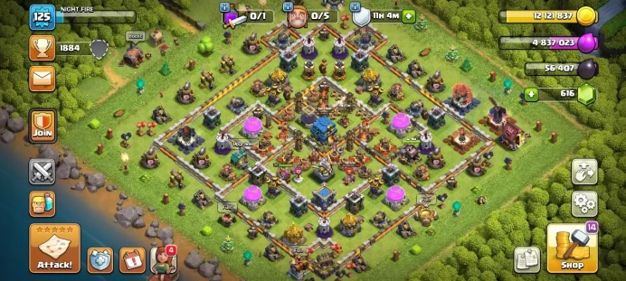 Th 12 / LeveL 125 / Gems 616 / Heroes (42 41 20 20) / CN 500 / code 389