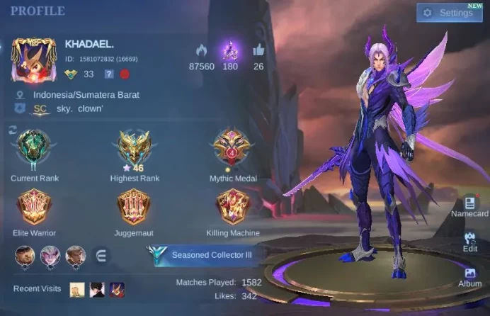Hero 63 Skin 72|High Rank Mythic 46|Dragon Tamer (Ling & Marsha), 5 Epic, Akai Anniv, 8 Special, ETC|Take Email| (MLBB930)