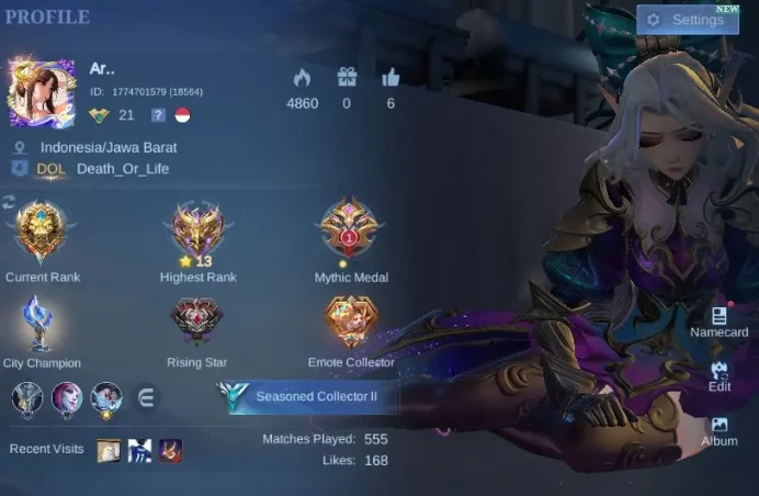 Best Starter|High Rank Mythic 13|Selena Zenith, Lesley Covenant, Full Blazing Skins, KOF Karina, etc|Take Email| (MLBB931)