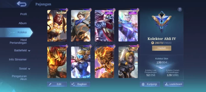#ML.1048 Instant Delivery lvl 70 Hero 102 skin 138 android+ios+PC guaranteed+reliable+friendly price