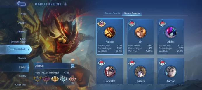 #ML.1048 Instant Delivery lvl 70 Hero 102 skin 138 android+ios+PC guaranteed+reliable+friendly price