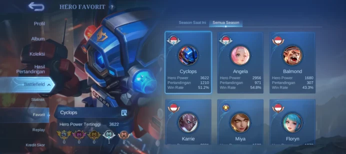 #ML.1049 Instant Delivery lvl 56 Hero 67 skin 94 android+ios+PC guaranteed+reliable+friendly price