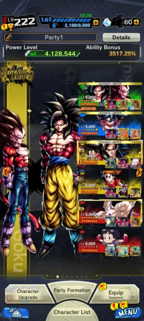 27 Legends Limited (2 LF fusion+Goku kid 9S+gamma+ss4 GokuVegeta+ss3 Goku+zamasu 7S+ss4 gogeta+ss4 Goku 8S) Good Equipment-BANDAI (698)