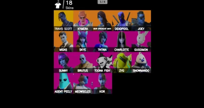 [PC/XBOX] | 18 skins | Travis Scott |Kymera |Gear Specialist Maya |Deadpool |Joey |Midas |Skye |TNTina |Charlotte |Guggimon |Sunny |Zyg | S4G