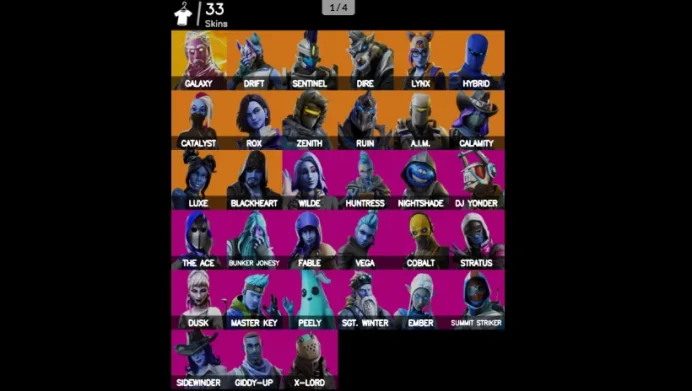 [PC/PSN/XBOX] | 33 skins | 750 V-bucks |Galaxy |Drift |Sentinel |Dire | Lynx | Hybrid | Catalyst | Rox | Zenith | Ruin | A.I.M. | Calamity | S4G