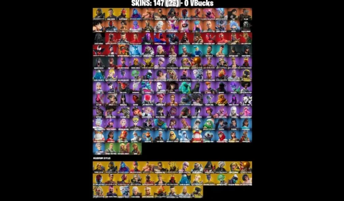 147 Skins&nbsp; Master Chief (Matte Black)&nbsp; Eddie BrocK Game Knight Torin (Sideways Warrior)&nbsp; Menace (Challenger Menace - Flame)