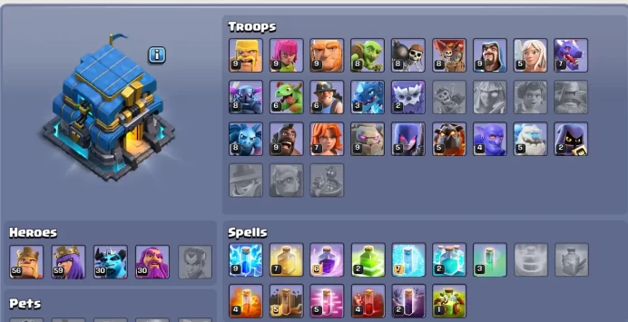 TH 12  lvl-156 |Thropy 2086  BK56 - AQ59 - GW30 - MP30 |FREE CN NO| Supercell ID | Protect Off | Take Email | CheckSS (COC748)