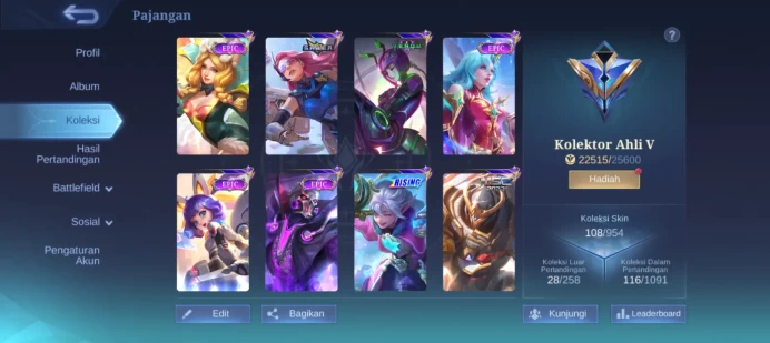 ML.1051 Instant Delivery lvl 57 Hero 83 skin 108 android+ios+PC guaranteed+reliable+friendly price
