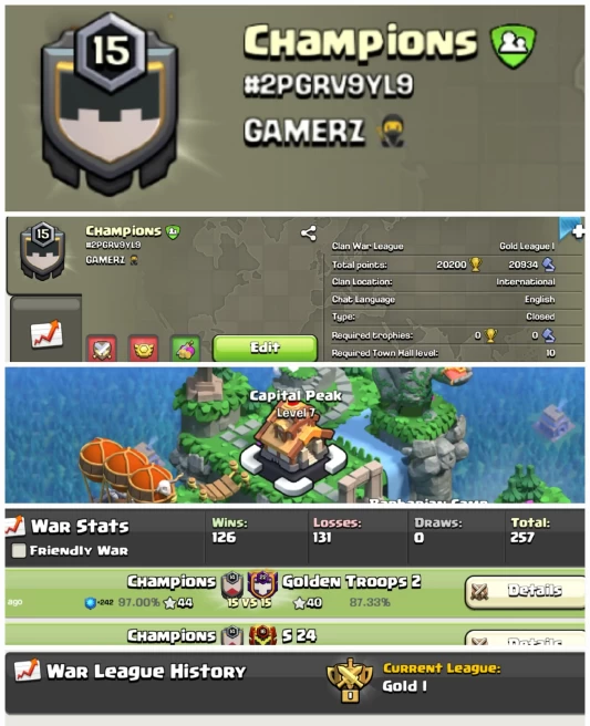 Champions !! LEVEL 15 !! CAPITAL PEAK 7 !! WIN 126 LOSS 131 !! GOLD 1 !! BEST NAME !! AFFORDABLE !! FAST DELIVERY