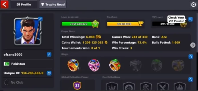 1.2BILLION COINS 1 CUE MAXED VIP GOLD MUMBAI RING MINICLIP LOGIN DETAILS IN DESCRIPTION