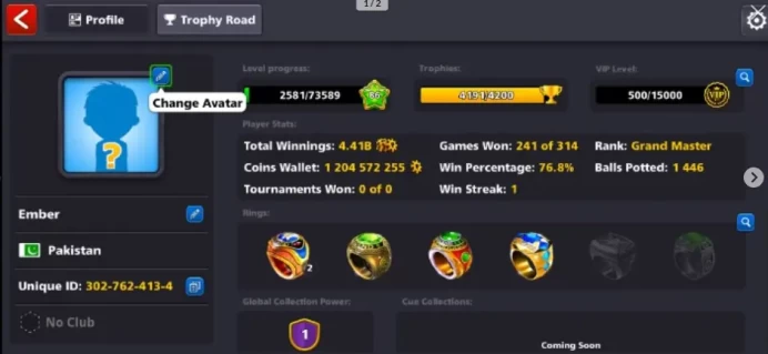 1.2BILLION+COINS 80 LEGENDARY BOXES VIP GOLD  MUMBAI TROPHY COMPLETED PASS CHANGE POSSIBLE MINICLIP LOGIN 