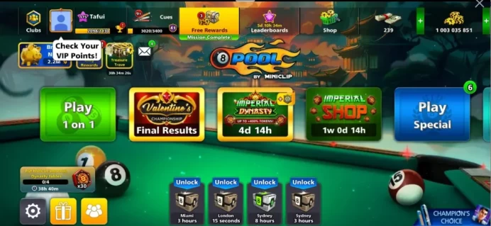 8 Ball Poll 1 Billion Coins  10 Legendary Cues & 170-250 Cash  Facebook & Google login full access  105 - 200 Level  Instant Delivery