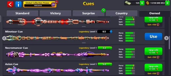 1 Billion Coin 9+ Legendary Cues PureMini-clip 1- 100 level