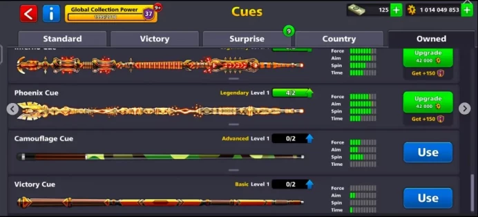 1 Billion Coin 9+ Legendary Cues PureMini-clip 1- 100 level
