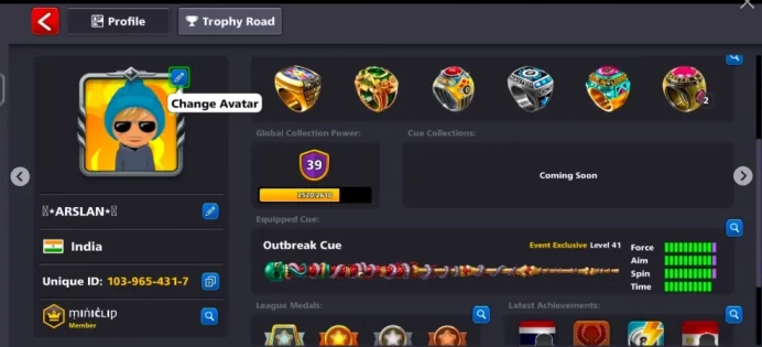 Yome Avatar Outbreak Cue Max  1 Billion Coin 62 level
