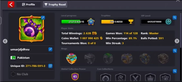 Diamond  1 Billion Coin 3x Cue Max 80 Legendary Box 1- 100 level