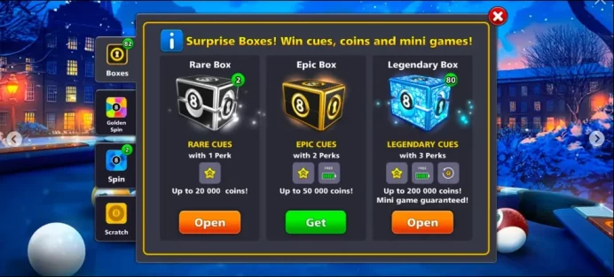 Diamond  1 Billion Coin 3x Cue Max 80 Legendary Box 1- 100 level