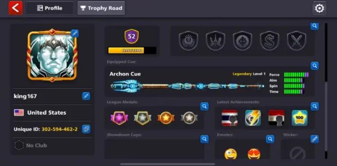 VIP Tier Black Diamond 1 Billions Coin 17/20 Legendary Cues 5 Maxed Cues Archon Cue