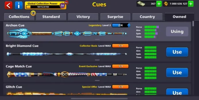 VIP Tier Black Diamond 1 Billions Coin 19/20 Legendary Cues 6 Maxed Cues Archon Cue