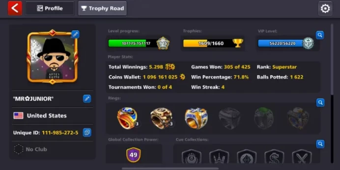 Michael Jackson Epic Yome Avatar  VIP Tier Black Diamond 1 Billions Coin 18/20 Legendary Cues Archon Cue