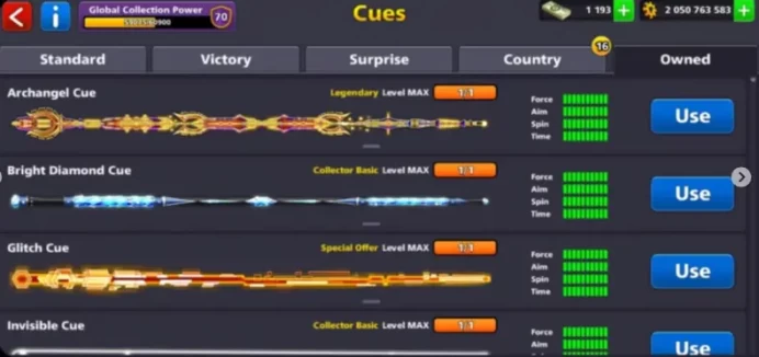 2Billion Coins 20 LEGENDARY CUE 70CCP MANY GOOD EMOJISPool-Pass Cues &Many Other Cues MAXED CASH 1100+LEVEL 200+MINICLIP PASSWORD CHANGE Possibl