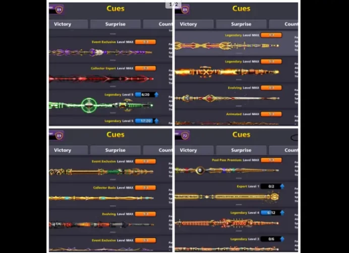 3Billion Acc  3 BILLION COINS  20 LEGENDARY CUES  15 + CUES MAXED  Legendary Cues Maxed Cash : 5000  Mini/Gmail LOGIN — 100% full access 