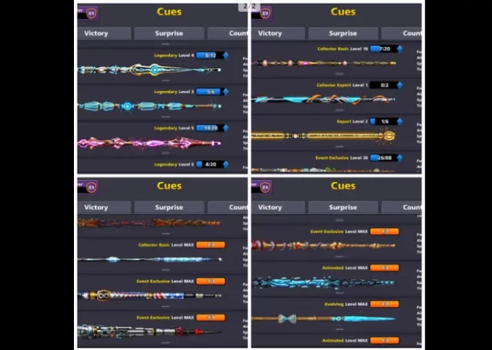 3Billion Acc  3 BILLION COINS  20 LEGENDARY CUES  15 + CUES MAXED  Legendary Cues Maxed Cash : 5000  Mini/Gmail LOGIN — 100% full access 
