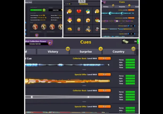 9Billion Acc  9 BILLION COINS  20 LEGENDARY CUES  10+ CUES MAX 1Legendary Cues  GMAIL/FACEBOOK LOGIN — 100% full access