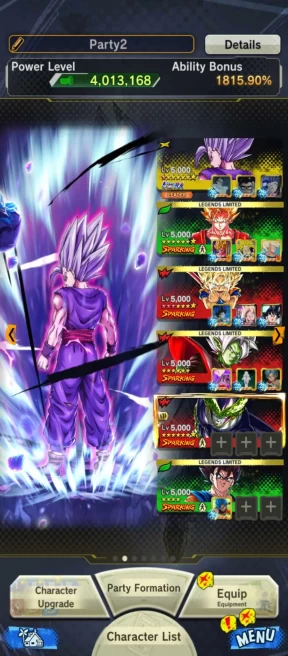 UL Gohan Beast 8S+35 LL (Goku(daima) 10S+zamasu+Goku ssj3+Beast Gohan+ss4 gogeta+super vegeta+Trunk(Teen)+GokuVegeta zen7) Godly Equip (708)