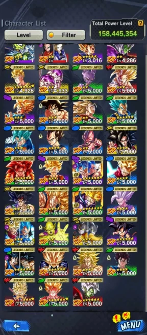 UL Gohan Beast 8S+35 LL (Goku(daima) 10S+zamasu+Goku ssj3+Beast Gohan+ss4 gogeta+super vegeta+Trunk(Teen)+GokuVegeta zen7) Godly Equip (708)