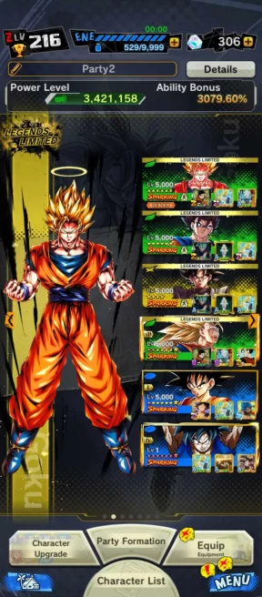 31 Legends( vegito+Goku black+daima 7S+Goku ssj3+ss2 Gohan+ss3 Goku 9S+gamma+Gohan pur+vegeta 7S) Equip Z, Z+ ANDROID-IOS-BANDAI (710)