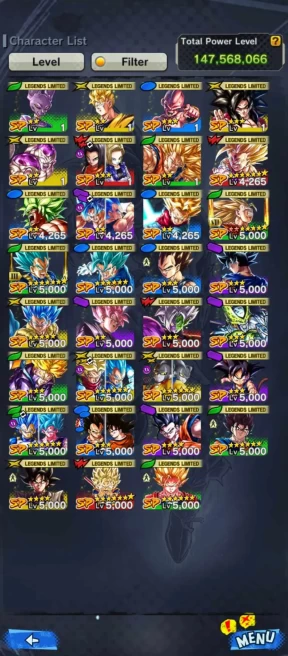 31 Legends( vegito+Goku black+daima 7S+Goku ssj3+ss2 Gohan+ss3 Goku 9S+gamma+Gohan pur+vegeta 7S) Equip Z, Z+ ANDROID-IOS-BANDAI (710)