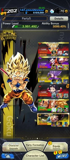 UL Gohan Beast 8S+26 LL (Goku daima 8S+gohan pur+ss3 Goku+Piccolo+super 17+Cooler+zamasu+Goku kid) Have Equipment-ANDROID-IOS-BANDAI (712)